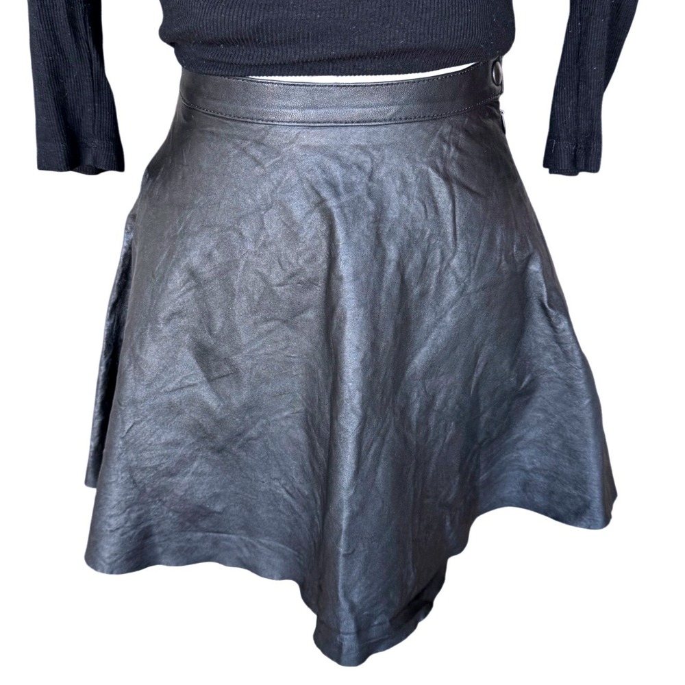 American Apparel Leather Skater Skirt Indie Sleaze Black Y2K Mini Grunge Size XS